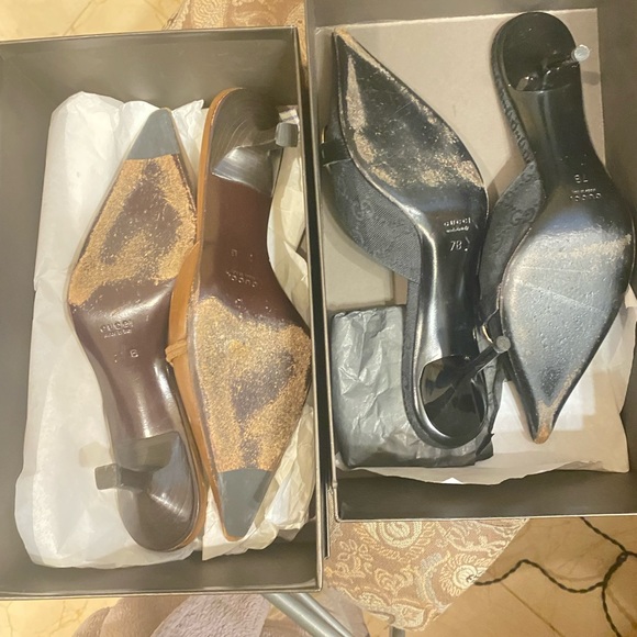 Various vintage Gucci mules $100 each. SZ 7, orig $400. Red, brown, & black - Picture 2 of 3